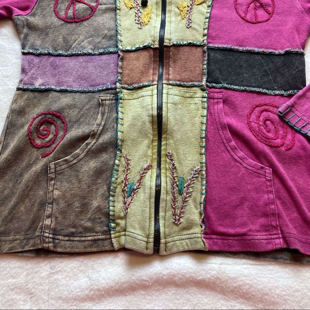 Made in Nepal 100% Cotton Hooded Hippy Style Jacket Size XL - Picture 5 of 8